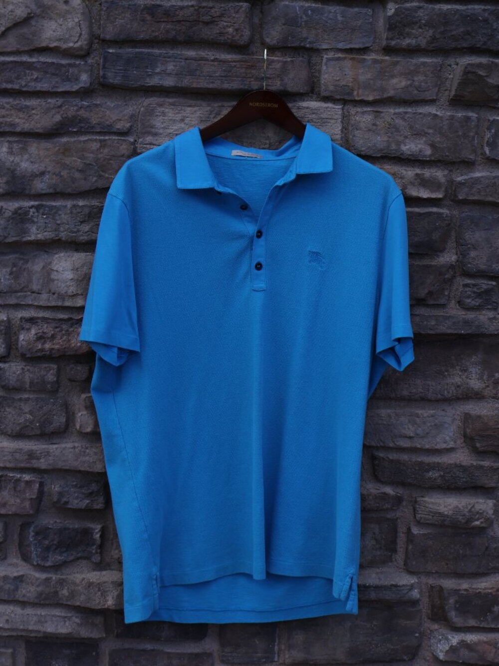 Burberry Brit Men’s Turquoise Cotton-Hemp Logo Polo Shirt